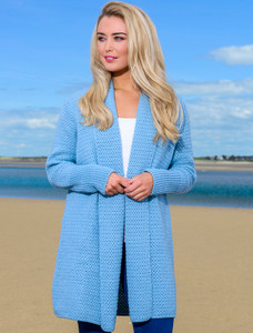 Textured Merino Cardigan - Morning Sky
