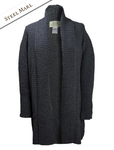 Textured Merino Cardigan - Steel Marl