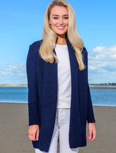 Textured Merino Cardigan - Navy
