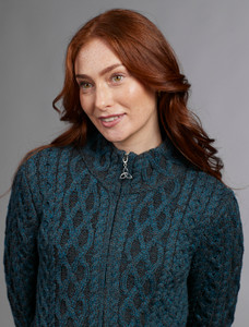Plated Cardigan with Celtic Zip - Peacock Mix