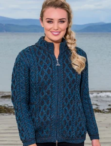 Plated Cardigan with Celtic Zip - Peacock Mix