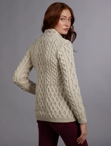 Plated Cardigan with Celtic Zip - Oatmeal Mix