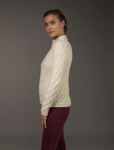 Plated Cardigan with Celtic Zip - White