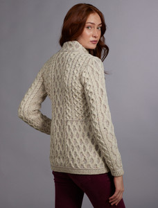 Plated Cardigan with Celtic Zip - Oatmeal Mix
