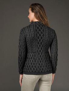 Plated Cardigan with Celtic Zip - Charcoal Mix