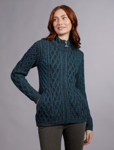 Plated Cardigan with Celtic Zip - Peacock Mix