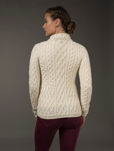 Plated Cardigan with Celtic Zip -White 