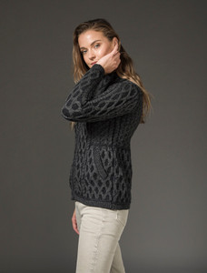 Plated Cardigan with Celtic Zip - Charcoal Mix