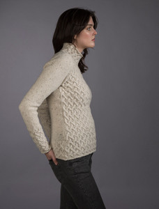 Wool Cashmere Aran Trellis Sweater - Chalkstone