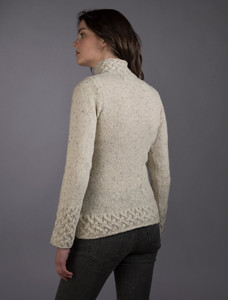 Wool Cashmere Aran Trellis Sweater - Chalkstone