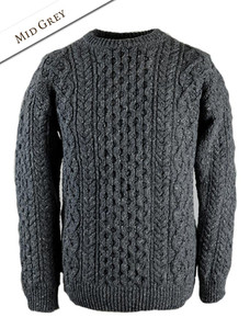 Wool Cashmere Aran Sweater - Middle Grey