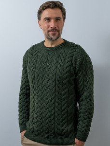 Super Soft Aran Crew Neck Sweater - Seaweed