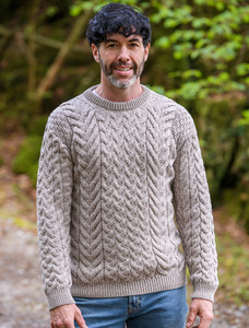 Super Soft Aran Crew Neck Sweater  - Toasted Oat