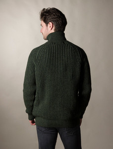 Fisherman's Merino Ribbed Turtleneck Sweater -  Army Green