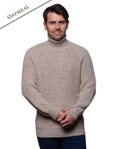 Fisherman's Merino Ribbed Turtleneck Sweater - Oatmeal