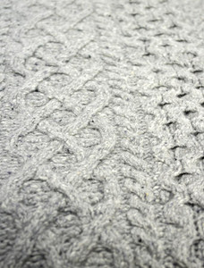 Wool Cashmere  Aran Throw - Light Grey