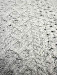 Wool Cashmere  Aran Throw - Light Grey