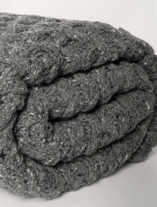 Wool Cashmere Aran Throw - Mid Grey