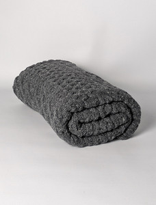 Wool Cashmere Aran Throw - Mid Grey
