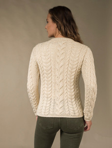 Rope Cable Crew Aran Sweater - Oatmeal Marl
