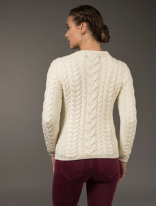 Rope Cable Crew Aran Sweater - Natural White