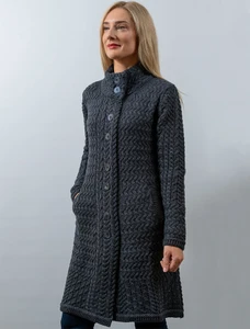 Trellis Aran Coat - Navy Marl