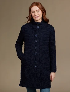 Trellis Aran Coat - Navy
