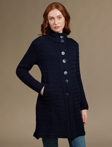 Trellis Aran Coat - Navy
