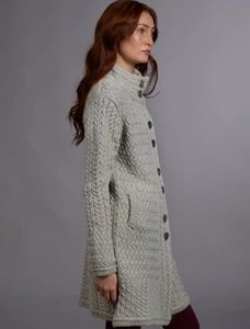 Trellis Aran Coat - Silver Marl