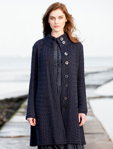 Trellis Aran Coat - Navy