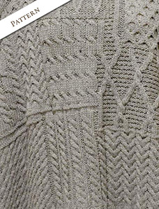 Pattern Detail of Merino Wool Patchwork Poncho with Collar