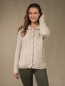 Ladies Merino Button Cardigan - Parsnip