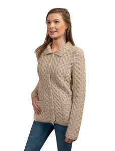 Ladies Merino Button Cardigan - Parsnip