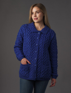Ladies Merino Button Cardigan - Blue Marl