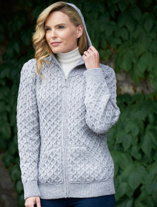 Merino Honeycomb Hoodie - Soft Grey