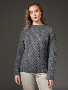 Hand-knit Chevron Stitch Sweater -Charcoal