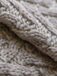 Handknit New Wool Honeycomb Stitch Aran Sweater - Honey Oat