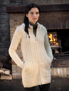 Merino Hooded Aran Coat
