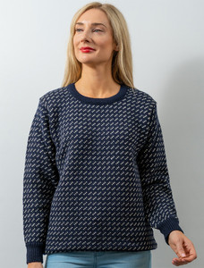 Norwegian Sweater for Women - Navy/White