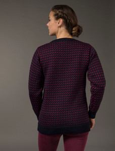 Norwegian Sweater for Women - Navy/Red