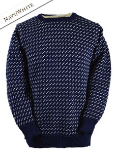 Pattern Detail of Norwegian Sweater for Women - Navy/White