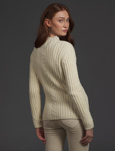 Merino Funnel Neck Ribbed Sweater - Natural White