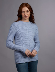  Merino Funnel Neck Ribbed Sweater - Dove Grey