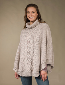 Super Soft Poncho Rib Neck - Oatmeal Nep