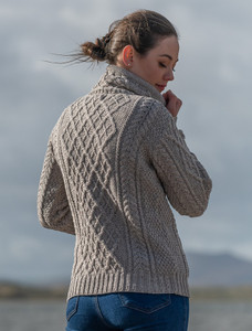Ladies Drawstring Super Soft Sweater With Pouch Pocket - Toasted Oat