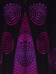 Fringed Celtic Spiral Shawl - Black & Fuchsia