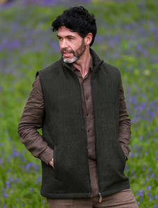James Wool Tweed Bodywarmer - Olive