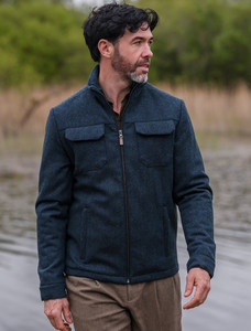 Skellig Wool Tweed Walking Jacket - Navy