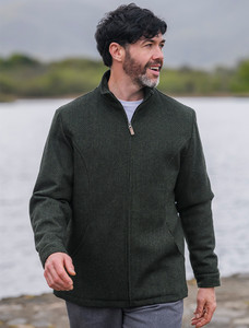 Donegal Wool Tweed Walking Jacket - Olive