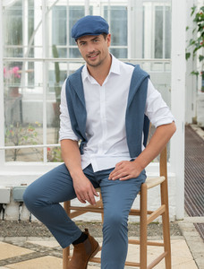 Irish Linen Flat Cap - Light Blue